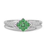 Photo of Neeja 3/8 Carat T.W. Emerald and Diamond Matching Bridal Ring Set 10K White Gold [BR2158W-C000]