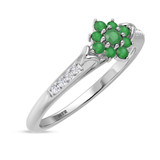 Photo of Neeja 3/8 Carat T.W. Emerald and Diamond Matching Bridal Ring Set 10K White Gold [BT2158WE-C000]