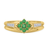 Photo of Neeja 3/8 Carat T.W. Emerald and Diamond Matching Bridal Ring Set 10K Yellow Gold [BR2158Y-C000]