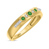 Photo of Kana 1/5 CT. T.W. Emerald and Diamond Mens Wedding Band 14K Yellow Gold [BT2138YM]