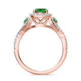 Photo of Lone 2 1/3 Carat T.W. Emerald and Diamond Trio Matching Wedding Ring Set 10K Rose Gold [BT2139RE-C000]