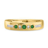Photo of Kana 3/8 Carat T.W. Emerald and Diamond Matching Wedding Band Set 14K Yellow Gold [BT2138YM]