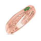 Photo of Neeja 1/2 CT. T.W. Emerald and Diamond Trio Matching Wedding Ring Set 14K Rose Gold [BT2158RM]
