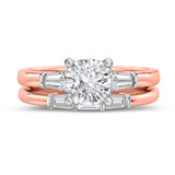 Photo of Canna 1 1/2 ct tw. Lab Grown Diamond Cushion Solitaire Bridal Set 14K Rose Gold [BR2117R-Q095]
