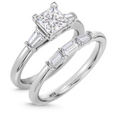 Photo of Canna 1 1/2 ct tw. Lab Grown Diamond Princess Solitaire Bridal Set 14K White Gold [BR2122W-K095]
