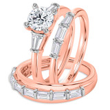Photo of Canna 2 1/7 ct tw. Lab Grown Diamond Round Solitaire Trio Set 14K Rose Gold [BT2125R-L095]