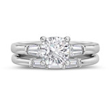 Photo of Canna 1 1/2 ct tw. Lab Grown Diamond Cushion Solitaire Bridal Set 14K White Gold [BR2117W-Q095]