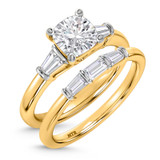 Photo of Canna 1 1/2 ct tw. Lab Grown Diamond Cushion Solitaire Bridal Set 14K Yellow Gold [BR2117Y-Q095]