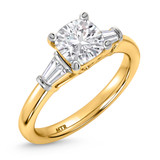 Photo of Canna 1 1/2 ct tw. Lab Grown Diamond Cushion Solitaire Bridal Set 14K Yellow Gold [BT2117YE-Q095]