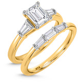 Photo of Canna 1 1/2 ct tw. Lab Grown Diamond Emerald Solitaire Bridal Set 10K Yellow Gold [BR2131Y-N095]