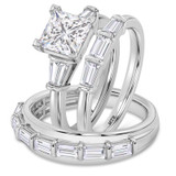 Photo of Canna 3 3/4 ct tw. Lab Grown Diamond Princess Solitaire Trio Set 14K White Gold [BT2123W-K195]
