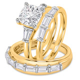 Photo of Canna 3 3/4 ct tw. Lab Grown Cushion Solitaire Trio Set 14K Yellow Gold [BT2118Y-Q195]
