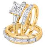 Photo of Canna 3 3/4 ct tw. Lab Grown Diamond Princess Solitaire Trio Set 10K Yellow Gold [BT2123Y-K195]