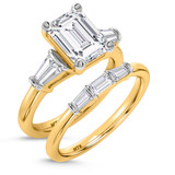 Photo of Canna 4 ct tw. Lab Grown Diamond Emerald Solitaire Bridal Set 14K Yellow Gold [BR2133Y-N295]