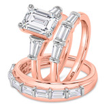 Photo of Canna 5 1/3 ct tw. Lab Grown Diamond Emerald Solitaire Trio Set 10K Rose Gold [BT2133R-N295]