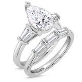 Photo of Canna 4 ct tw. Lab Grown Diamond Pear Solitaire Bridal Set 10K White Gold [BR2130W-M295]