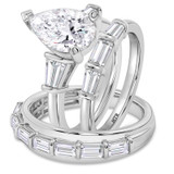 Photo of Canna 5 1/3 ct tw. Lab Grown Diamond Pear Solitaire Trio Set 10K White Gold [BT2130W-M295]