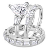 Photo of Canna 3 3/4 ct tw. Lab Grown Diamond Pear Solitaire Trio Set 10K White Gold [BT2129W-M195]