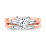 Photo of Canna 1 1/2 ct tw. Lab Grown Diamond Heart Solitaire Bridal Set 14K Rose Gold [BR2114R-W095]