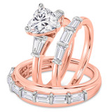 Photo of Canna 3 3/4 ct tw. Lab Grown Diamond Heart Solitaire Trio Set 14K Rose Gold [BT2115R-W195]