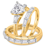 Photo of Canna 3 3/4 ct tw. Lab Grown Diamond Heart Solitaire Trio Set 14K Yellow Gold [BT2115Y-W195]