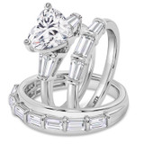 Photo of Canna 5 1/3 ct tw. Lab Grown Diamond Heart Solitaire Trio Set 14K White Gold [BT2116W-W295]