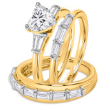 Photo of Canna 2 1/7 ct tw. Lab Grown Diamond Heart Solitaire Trio Set 14K Yellow Gold [BT2114Y-W095]