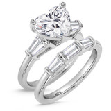 Photo of Canna 4 ct tw. Lab Grown Diamond Heart Solitaire Bridal Set 14K White Gold [BR2116W-W295]