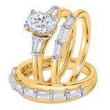 Photo of Canna 2 1/7 ct tw. Lab Grown Diamond Oval Solitaire Trio Set 10K Yellow Gold [BT2119Y-I095]