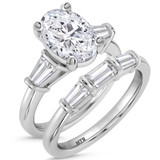 Photo of Canna 4 ct tw. Lab Grown Diamond Oval Solitaire Bridal Set 14K White Gold [BR2121W-I295]