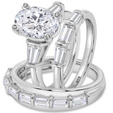 Photo of Canna 5 1/3 ct tw. Lab Grown Diamond Oval Solitaire Trio Set 14K White Gold [BT2121W-I295]