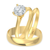 Photo of Jena 1 ct tw. Diamond Round Solitaire Trio Set 10K Yellow Gold [BT2185Y-R095]