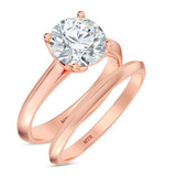 Photo of Jena 2 ct tw. Lab Grown Diamond Round Solitaire Bridal Set 14K Rose Gold [BR2182R-L195]