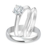 Photo of Jena 1/2 ct tw. Diamond Round Solitaire Trio Set 14K White Gold [BT2184W-R045]