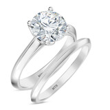 Photo of Jena 2 ct tw. Diamond Round Solitaire Bridal Set 14K White Gold [BR2186W-R195]