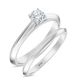 Photo of Jena 1/4 ct tw. Diamond Round Solitaire Bridal Set 14K White Gold [BR2228W-R023]