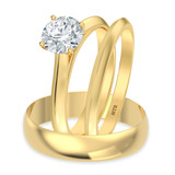 Photo of Jena 3/4 ct tw. Lab Grown Diamond Round Solitaire Trio Set 14K Yellow Gold [BT2215Y-C000]