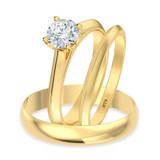 Photo of Jena 1/2 ct tw. Diamond Round Solitaire Trio Set 14K Yellow Gold [BT2184Y-R045]