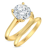 Photo of Jena 3 ct tw. Lab Grown Diamond Round Solitaire Bridal Set 14K Yellow Gold [BR2183Y-L295]