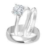 Photo of Jena 1 ct tw. Diamond Round Solitaire Trio Set 14K White Gold [BT2185W-R095]