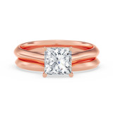 Photo of Jena 1 ct tw. Lab Grown Diamond Princess Solitaire Bridal Set 14K Rose Gold [BR1927R-K095]