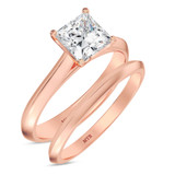 Photo of Jena 1 ct tw. Lab Grown Diamond Princess Solitaire Bridal Set 14K Rose Gold [BR1927R-K095]