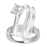 Photo of Jena 3/4 ct tw. Lab Grown Diamond Princess Solitaire Trio Set 14K White Gold [BT2217W-C000]