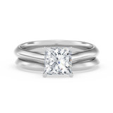 Photo of Jena 1 ct tw. Lab Grown Diamond Princess Solitaire Bridal Set 14K White Gold [BR1927W-K095]