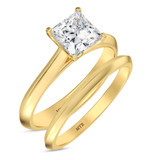 Photo of Jena 1 ct tw. Lab Grown Diamond Princess Solitaire Bridal Set 10K Yellow Gold [BR1927Y-K095]