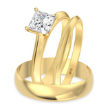 Photo of Jena 3/4 ct tw. Lab Grown Diamond Princess Solitaire Trio Set 10K Yellow Gold [BT2217Y-C000]