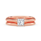 Photo of Jena 1/2 ct tw. Lab Grown Diamond Princess Solitaire Bridal Set 14K Rose Gold [BR2160R-C000]