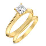 Photo of Jena 1/2 ct tw. Lab Grown Diamond Princess Solitaire Bridal Set 14K Yellow Gold [BR2160Y-C000]