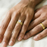 Photo of Jena 1 ct tw. Lab Grown Diamond Princess Solitaire Trio Set 14K Yellow Gold [BT1927Y-K095]
