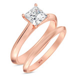 Photo of Jena 3/4 ct tw. Lab Grown Diamond Princess Solitaire Bridal Set 14K Rose Gold [BR2217R-C000]
